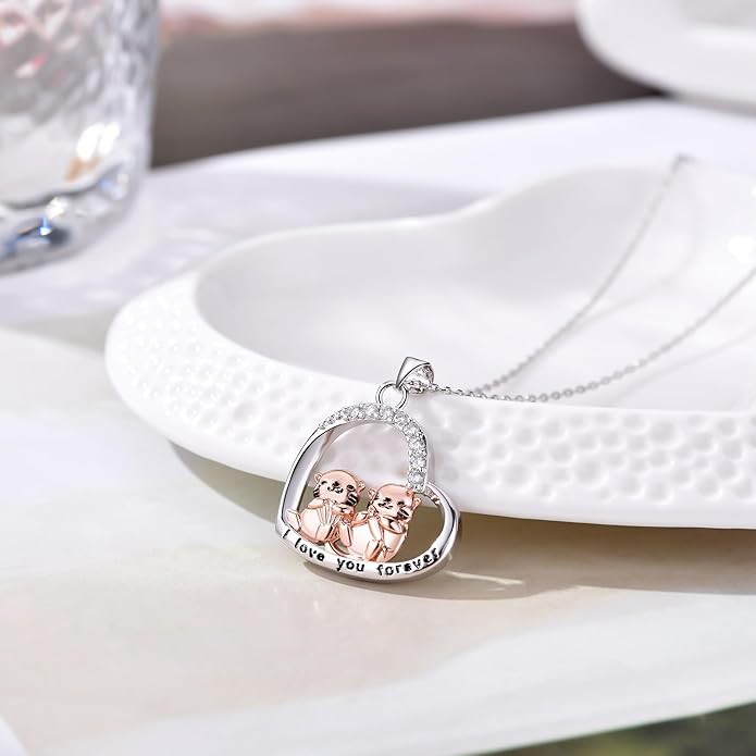 Animal Necklace Cat/Fox/Otter/Sloth/Cow/Highland Cow/Koala Necklace Cute Animal Jewelry Gifts for Women
