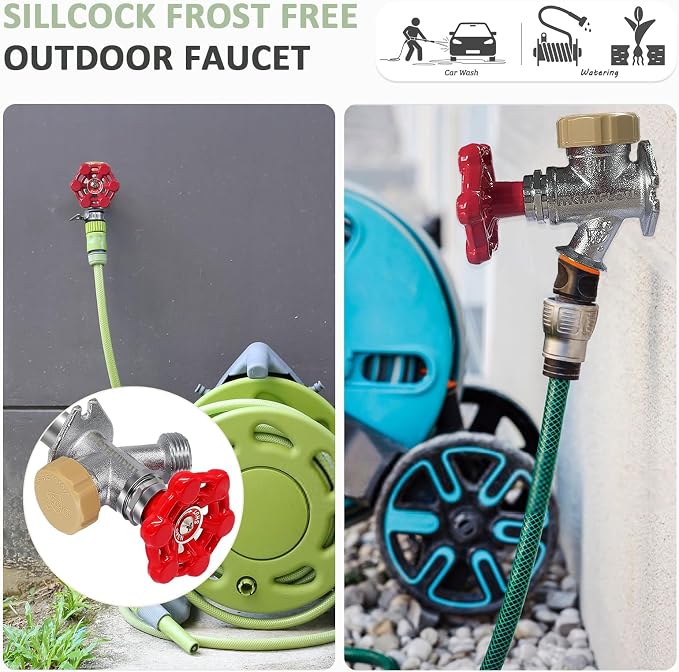 8 inch Anti-Siphon Frost Free Sillcock, No Lead Brass Frost Proof Outdoor - Image 4