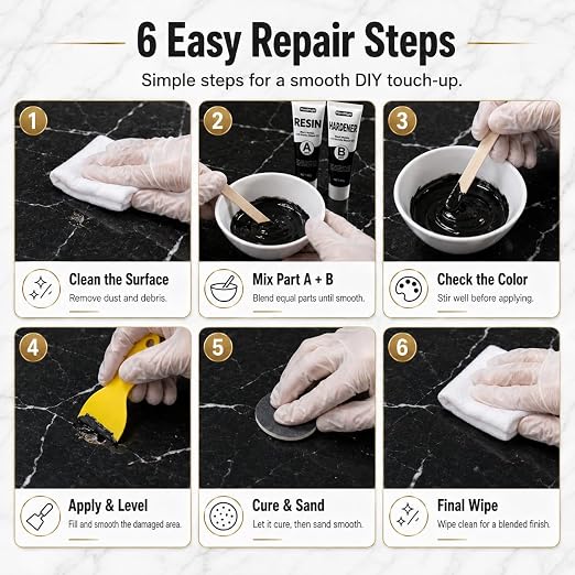 Black Tile Repair Kit for Landlords/DIYers: no Fading/Sands Easy in 1h | fixes - Image 5