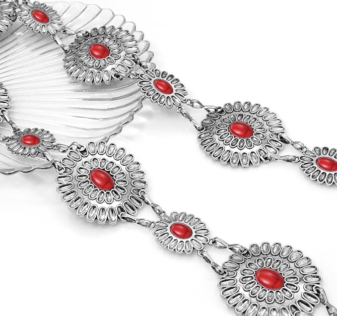 Women's Concho Chain Belt Western Cowgirl Metal Waist Chain Belt for Dress