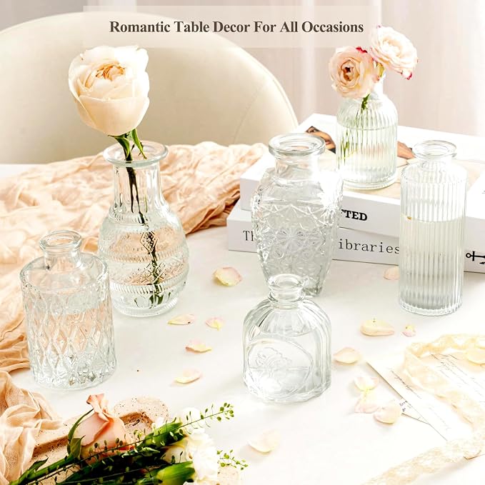 Clear Glass Bud Vase Set of 12 Pcs, Small Bud Vases in Bulk, Glass Crystal - Image 8