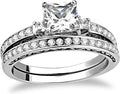 1 to 5 Carat Moissanite Ring Set S925/10K/14K/18K Gold, Princess Cut VVS1 Clarity D Color Moissanite Engagement Rings Set Luxury Bridal Jewelry Wedding Gifts for Women