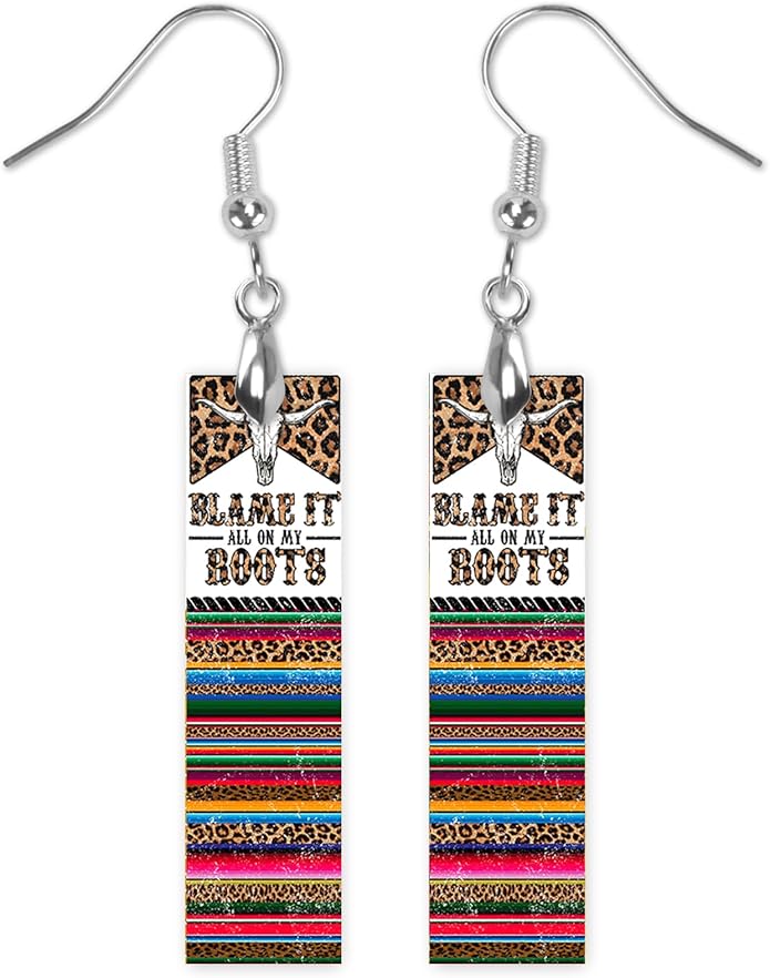 Earrings Handmade Bar Wood Earrings Light Weight Printed Image Dangle Earring Jewelry