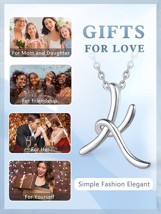 EUDORA Sterling Silver Initial Necklaces for Women, Classic 26 Letter Neckless Gifts for Girls, Sister, Mother Daughter, 18 inch Chain