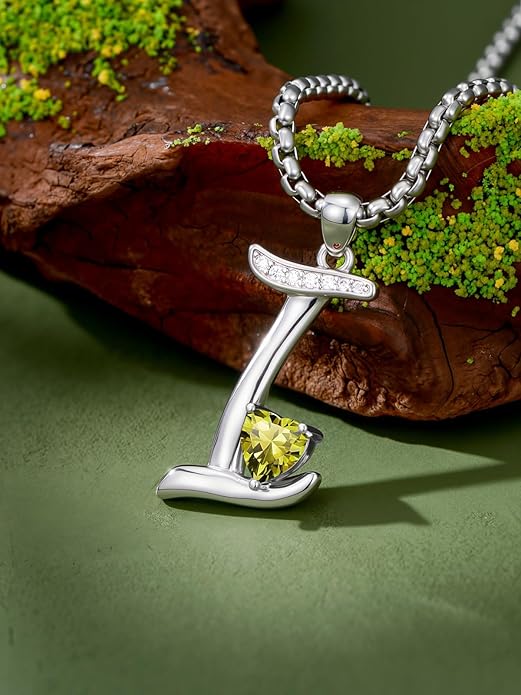 Valentines Day Gifts for Women Alphabet A to Z Initial Birthstone Pendant Necklaces for Women - 18k White Gold Plated Personalized Name Jewelry Valentine Mothers Day Birthday Gifts for Women Her Girlfriend