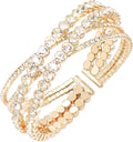 Rhinestone Bracelet for Women MultiLayer Crystal Cuff Bracelet Strand Layered Bracelet