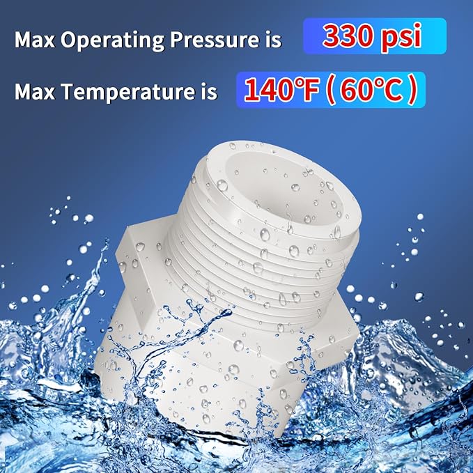 5Pcs White PVC Pipe Fittings, 1-1/4inch NPT Male Thread Pipe Fitting Adapter - Image 4