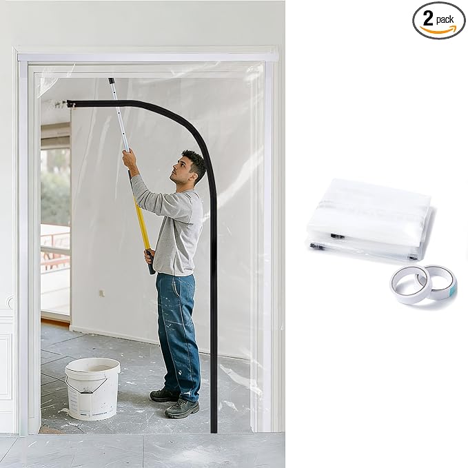 Voomey Dust Barrier 4.7 x 7.2 ft Plastic Zipper Door Dust Protection Kit by VOOMEY