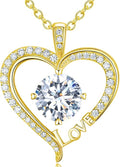 Moissanite Heart Necklaces for Women, 1-3 Carat Moissanite 925 Sterling Silver Love Jewelry, Valentines Day Birthday Wedding Anniversary Engagements Gifts for Women Wife Girlfriend Mom Her
