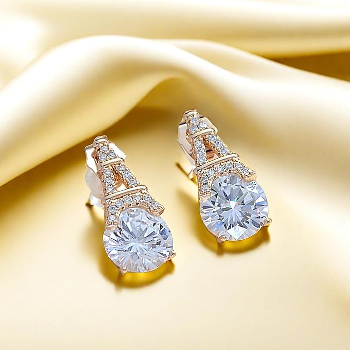 Alphabet Earring for Women, 18K Gold Plated Brass with Cubic Zirconia.