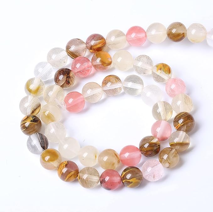 61PCS 6mm Natural Stone Beads Watermelon Tourmaline Gemstone Round Loose Spacer Beads for Jewelry Making DIY Bracelet Necklace 15 Inch,Energy Stone Healing Power