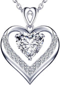 Beam & Bask 2-3 Ct Moissanite Double Heart Pendant Necklaces for Wife, 18K Gold Plated S925 Silver Jewelry for Women Girlfriend Mom Her on Anniversary Birthday
