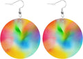 Swono Dinosaurs Round Faux Leather Earrings for Women Adorable Funny Cartoon Dragon Animal Tree Funny Lightweight Double-Side Printed Drop Dangle Earring for Birthday Party Gift