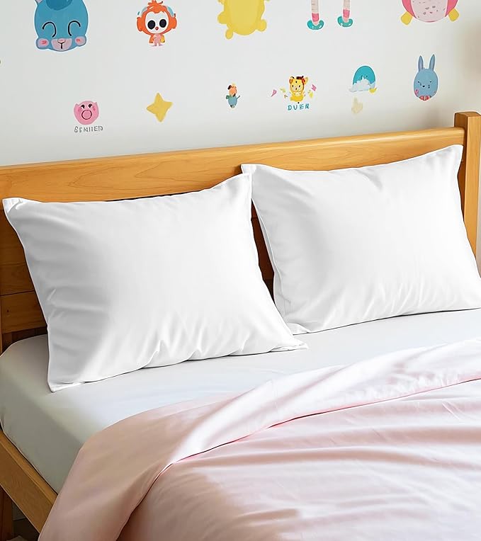 Deep Dream 100% Cotton Toddler Pillowcases Set of 2, 13x18 Inches Fits Baby Pillow Sized 12x16, 13x18, 600 Thread Count Cotton Small Travel Kids Pillow Case Covers with Envelope Closure, White