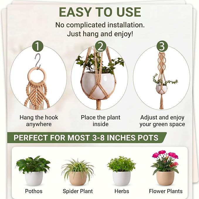 Shappy 1 Pack Boho Macrame Plant Hanger - Image 3