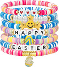 Friendship Beaded Bracelets for Women, Stackable Colorful Surfer Boho Clay Bead Stretch Bracelets