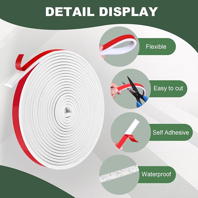 Storystore Peel & Stick Window Grid Kit, 0.59" x36 FT White TPE Window Trim | - Image 3
