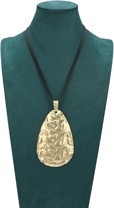 Boho Leather Necklace Women Bohemian Brown Circle Pendant Necklace Choker Long Necklaces for Women Boho Ring Large Pendant