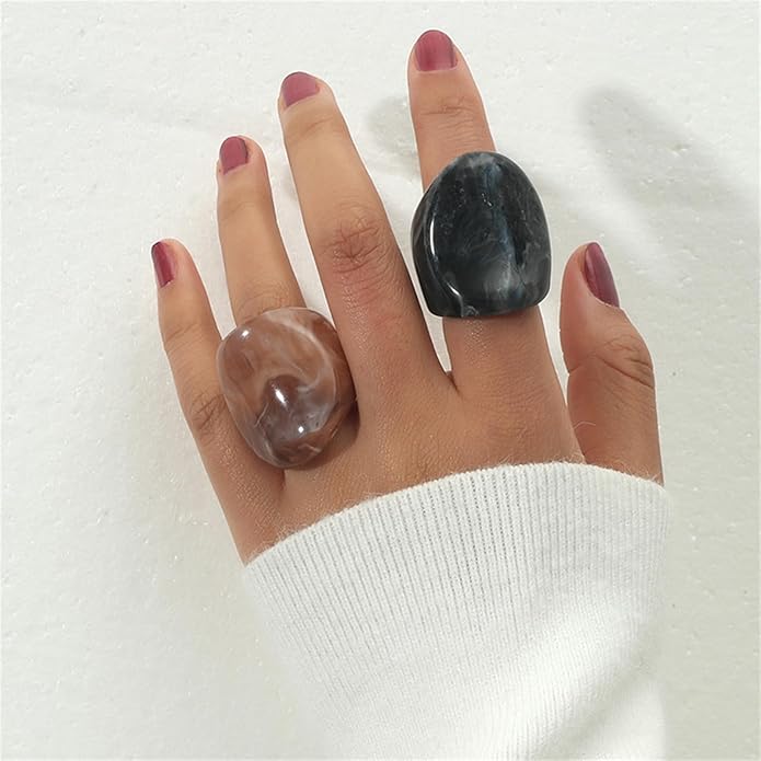 Multicolor Resin Chunky Rings for Women,Acrylic Plastic Rin Knuckle Finger Cute Trendy Aesthetic Y2k Statement Ring Vintage Simple Geometric Rings Jewelry