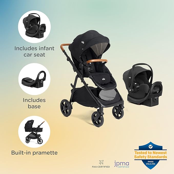Ginger and Rue Travel System - 4-in-1 Travel System with Lightweight Baby Car Seat and an Included Anti-Rebound Base for Easy Install and Pramette Stroller (Twilight)