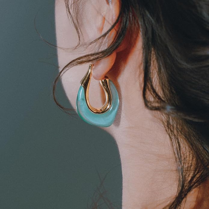 Acrylic Hoop Earrings Chunky Huggie Statement Vintage Earrings Cute Resin Drop Earring Trendy Jewelry Gifts for Women