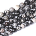 38pcs 10mm Natural Stone Beads Spider Web Stone Round Loose Spacer Energy Stone Healing Power Beads for Jewelry Making DIY Bracelet Necklace 15"