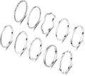 WFYOU 10 Pcs 1-2mm 18K Gold Plated Simple Rings for Women Band Knuckle Stacking Midi Rings Elegant Classic Minimalist Rings Comfort Fit