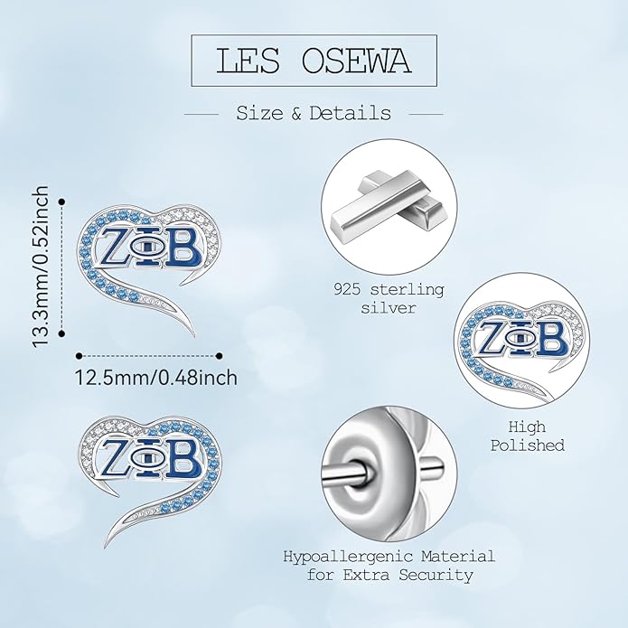 AKA/ZPB/DST/SGR/OES Sorority Gifts for Women 925 Sterling Silver Sorority Paraphernalia Gifts Greek Jewelry for Finer Women