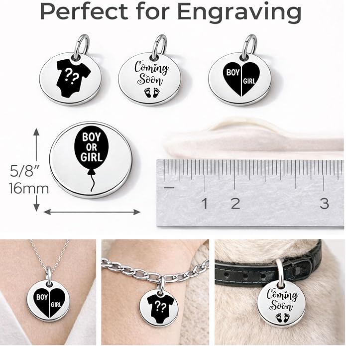 SM Design Pregnancy & New Baby Charm Set – Set of 4 Meaningful Stainless Steel Charms – Great for Crafting, Making Bracelets and Necklaces - Meaningful Keepsake Charms for Expecting & New Moms