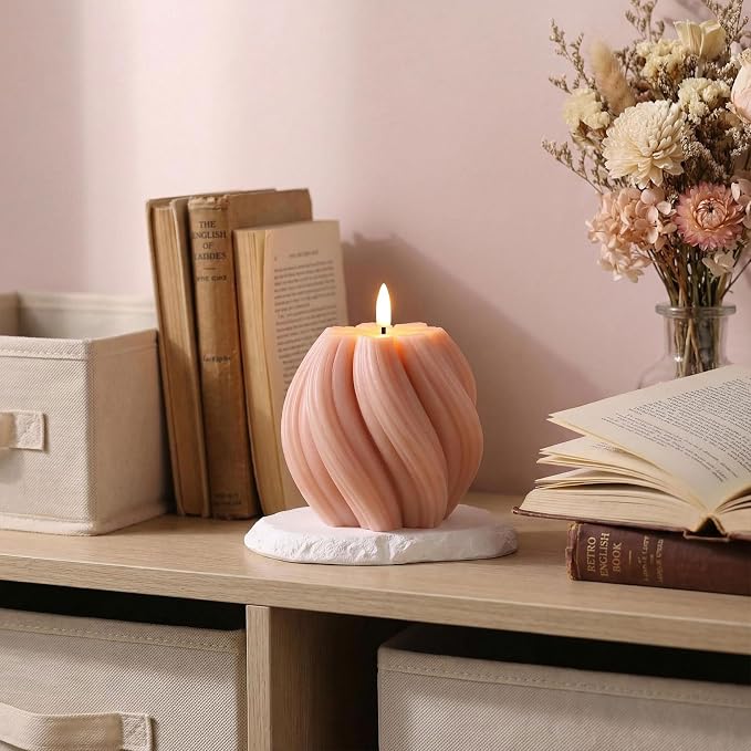 Dusty Pink Swirl Flameless Candles - Image 7