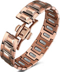 Jecanori 5X Pure Copper Magnetic Bracelet for Men - Upgraded Magnets & Butterfly Clasp, Adjustable Length with Sizing Tool