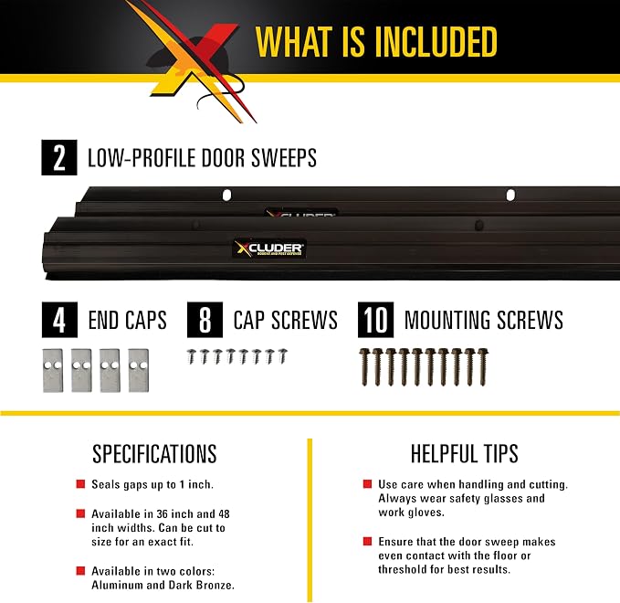 Xcluder 36" Low-Profile Door Sweep, Dark Bronze 2-Pack – Seals Out Rodents & - Image 4
