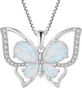 YL Women's Butterfly Necklace 925 Sterling Silver Flower Rose Pendant Birthstone Halo Jewelry