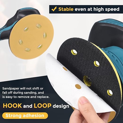 HARFINGTON 200Pcs 5Inch Sanding Discs 80Grit Yellow Aluminum Oxide 8 Hole | - Image 3