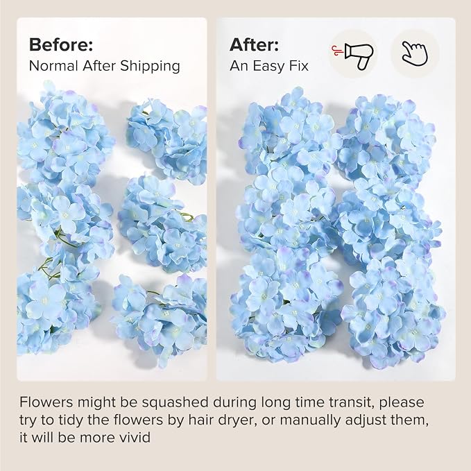 Auihiay 64Pcs Artificial Hydrangea Flowers, Fake Flowers - Image 8