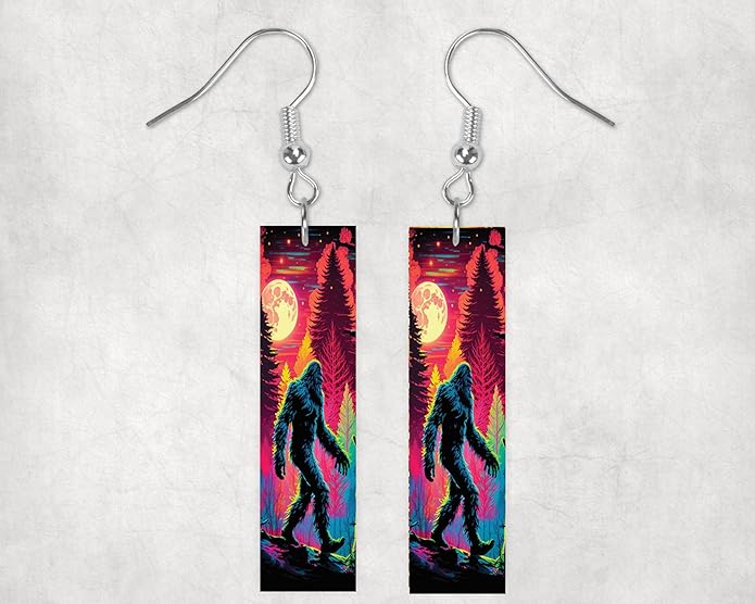 Earrings Handmade Bar Wood Earrings Light Weight Printed Image Dangle Earring Jewelry