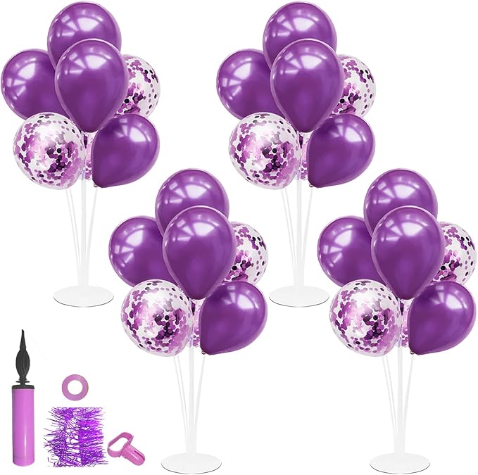 ZJDHPTY 4Set Purple Balloon Stand Table Centerpieces Party Decor | Birthday by ZJDHPTY