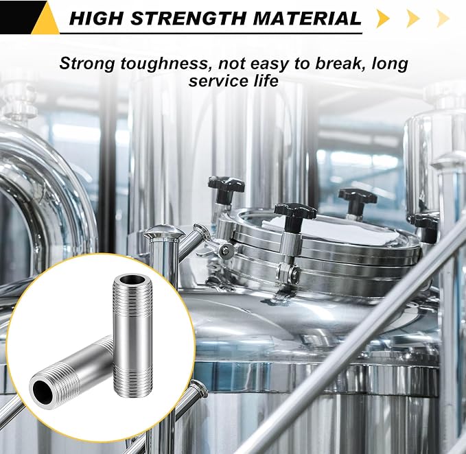 4 Pcs 304 Stainless Steel Pipe Fittings 3/8" NPT x 3/8" NPT Male Threaded 2" - Image 4