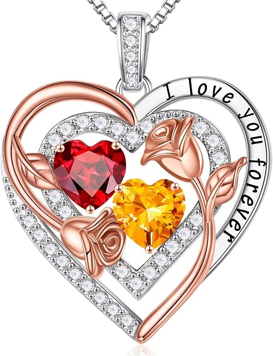 Iefil Valentines Day Gifts for Her - Sterling Silver Birthstone Necklace Anniversary Birthday Gifts for Her Wife Mom Daughter