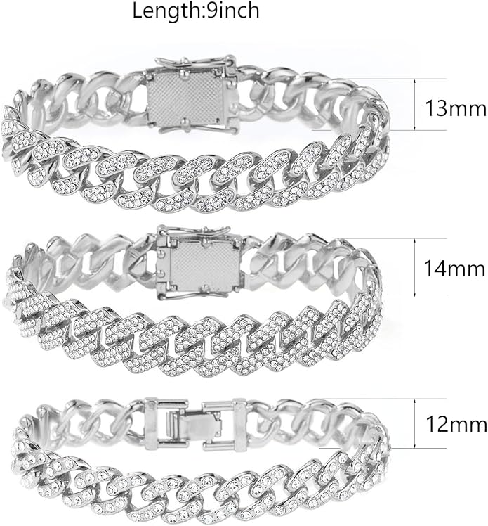 14K Gold Plated Ankle Bracelets for Women Cuban Link Anklets Plus Size Silver Ankle Bracelet Layered Link Anklet Set Rhinestone Bling Anklets Silver Jewelry for Women Gift Set