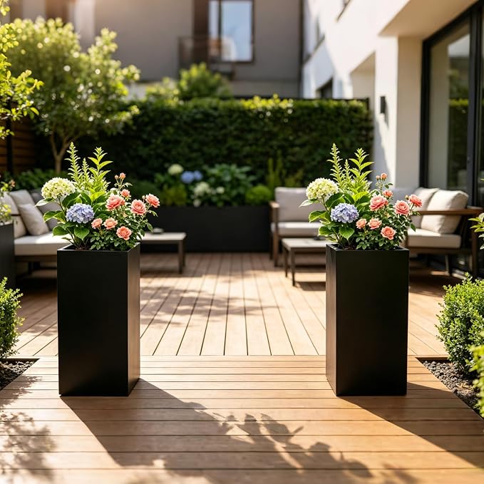 15"x15" x 30" Tall Metal Planter Box 2 Pack, Steel Planter Outdoor | Large - Image 9