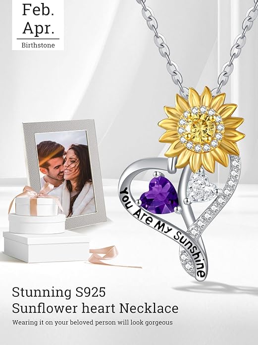 Valentine's Day Gifts for Wife 925 Sterling Silver Double Birthstone Pendant Necklaces I Love You for Always and Forever Necklace Anniversary Birthday Gifts for Wife Girlfriend Mom Her