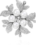Crystal Pearl Flower Brooches Pins Fashion Beautiful Created Rhinestone Floral Brooch Good Idea for Party Dance Wedding Banquet for Elegant Women Girl