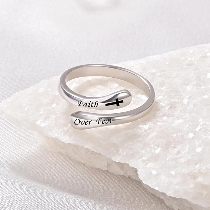 Fookduoduo 925 Sterling Silver Ring Inspirational Jewelry adjustable Wrap Open Rings for Women