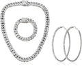 Tennis Necklace Bracelet for Women, Dainty Sterling Sliver Choker Necklace Crystal Link Bracelet Stud Earrings for Women Wedding Jewelry for Bride Jewelry Set Accessories
