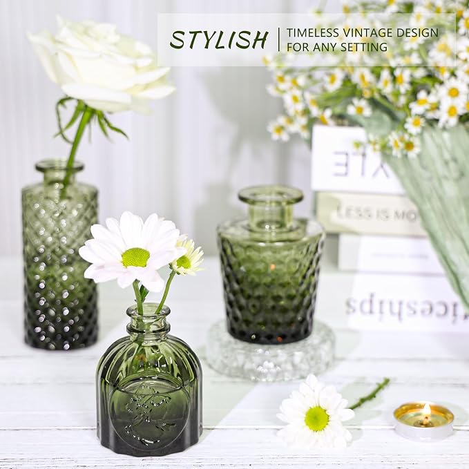 SUPMIND Glass Bud Vase Set of 24, Small Green Flower Vases - Image 5