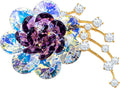 Brooches For Women,14k Gold Plated Copper,Crystal Roselle Cubic Zirconia Brooch Pins For Women ，Crystal Broach,Flower Broach