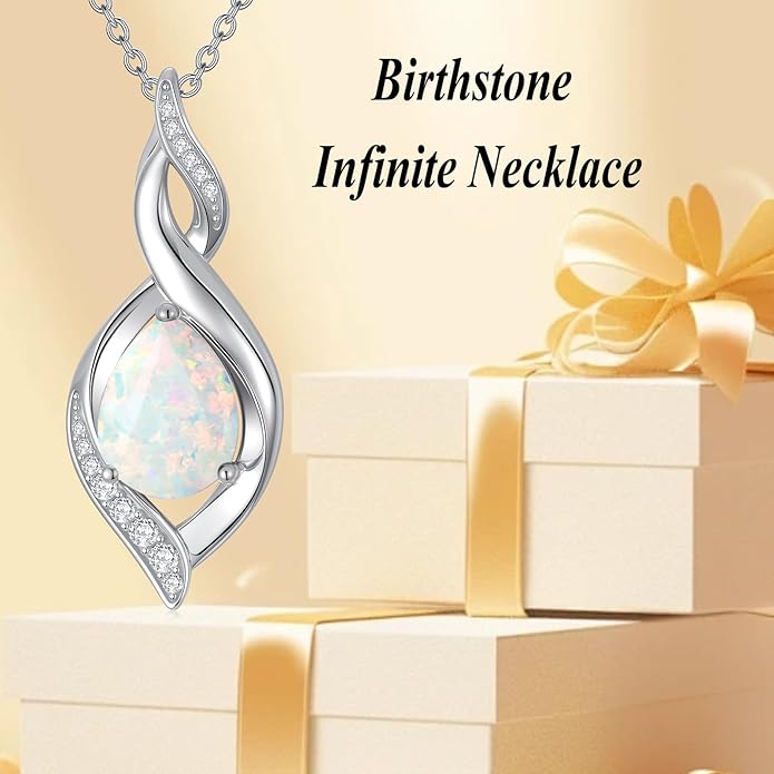 Birthstone Necklace for Women 925 Sterling Silver Infinity Love Jewelry Valentines Day Birthday Gifts for Her Mom Wife Girlfriend