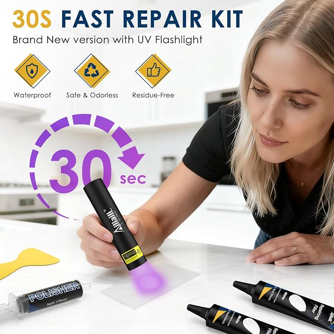 Quartz Countertop Repair Kit, Fiberglass Tub & Tile Repair Kit | 4*15g White - Image 2