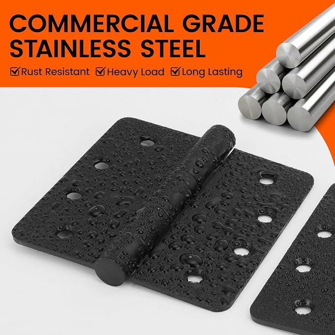 6Pack Haidms Black Door Hinges Heavy Duty Door Hinges Matte Black Ball Bearing - Image 3
